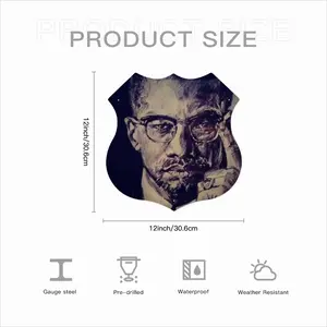 Malcolm X Portrait Shield Shaped Iron Painting