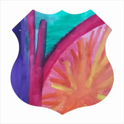 Colorful Straws Shield Shaped Iron Painting