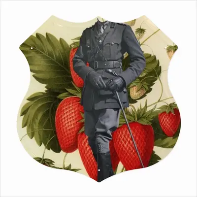 Major Strawberry Shield Shaped Iron Painting