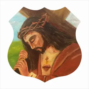 King Jesus Shield Shaped Iron Painting