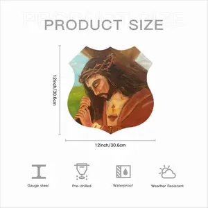 King Jesus Shield Shaped Iron Painting