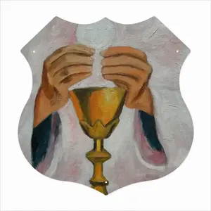 Corpus Domini Shield Shaped Iron Painting