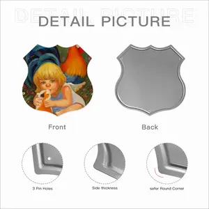 Innocent Kiss Of Angel Shield Shaped Iron Painting