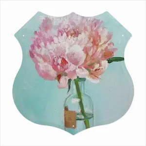 Last Peony Shield Shaped Iron Painting