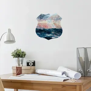 Sunset Sea Shield Shaped Iron Painting