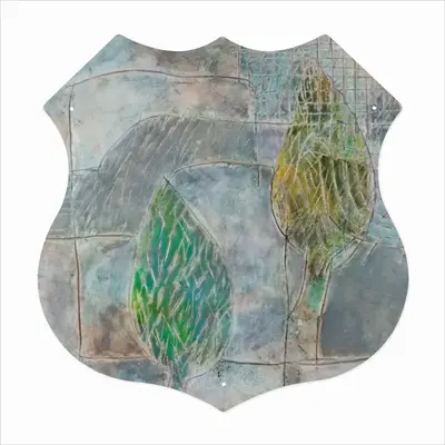 Shrubbery Shield Shaped Iron Painting