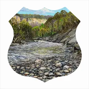 White River Canyon Shield Shaped Iron Painting