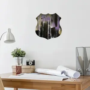 Stalagmites Shield Shaped Iron Painting