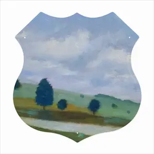 On The Road Shield Shaped Iron Painting