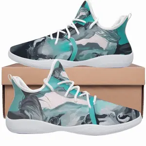 Men Two Turquoise Horses Cheerleading Dance Shoes