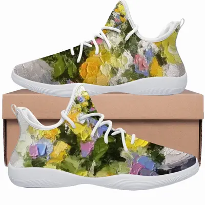 Men Yellow And Blue Flowers Cheerleading Dance Shoes