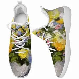 Men Yellow And Blue Flowers Cheerleading Dance Shoes