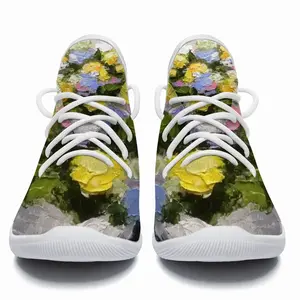 Men Yellow And Blue Flowers Cheerleading Dance Shoes