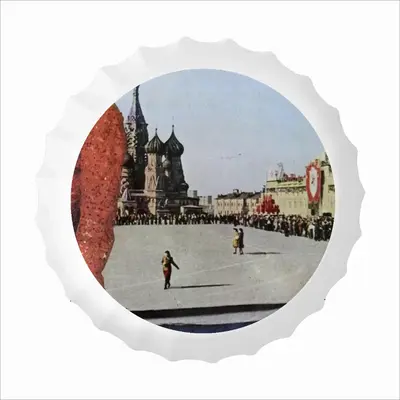 Lady In Red Square Bottle Cap Iron Painting