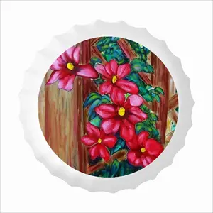 Climatis On Fence Bottle Cap Iron Painting