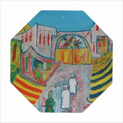 The Arab Market Octagonal Iron Painting