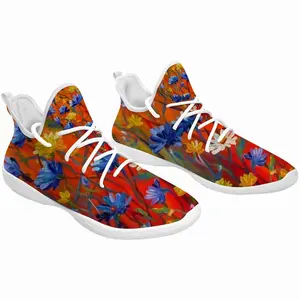 Men Cornflowers In The Meadow 20X16 Hand Painted Cheerleading Dance Shoes