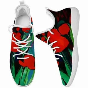 Men Red Tulips Cheerleading Dance Shoes