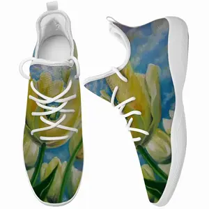 Men White Tulips And Spring Sky Cheerleading Dance Shoes