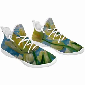 Men White Tulips And Spring Sky Cheerleading Dance Shoes