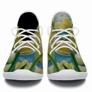 Men White Tulips And Spring Sky Cheerleading Dance Shoes