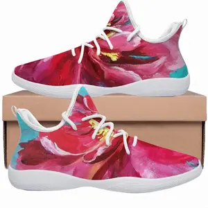 Men Bright Pink Peony Flower Acrylic Cheerleading Dance Shoes