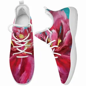 Men Bright Pink Peony Flower Acrylic Cheerleading Dance Shoes