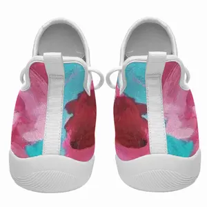 Men Bright Pink Peony Flower Acrylic Cheerleading Dance Shoes