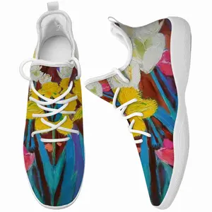 Men Yellow And White Tulips Cheerleading Dance Shoes