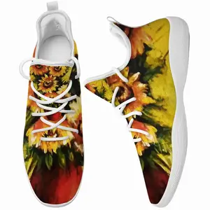 Men Golden Sun Flower Cheerleading Dance Shoes