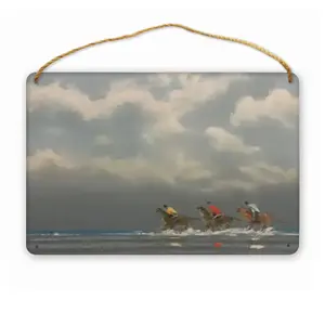 Beach With Riders Wood Painting (Multi-Size)