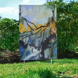 The Pond Near School Courtyard Signboard