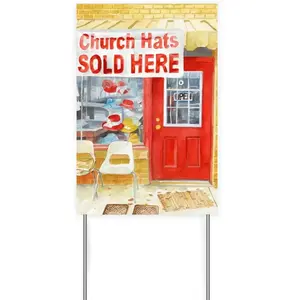 Church Hats Sold Here Courtyard Signboard