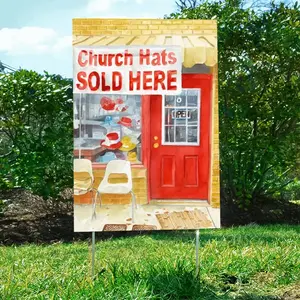 Church Hats Sold Here Courtyard Signboard