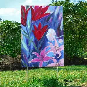 Lilies In The Evening Courtyard Signboard