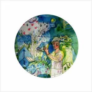 Boy With Bird Mouse Pad (Round)