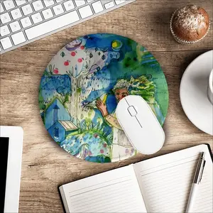 Boy With Bird Mouse Pad (Round)