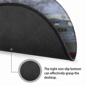 Motor Ship At The Pier Mouse Pad (Round)