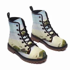 Men Beach With Stones Leather Work Boots