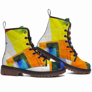 Men White Night Riot Leather Work Boots