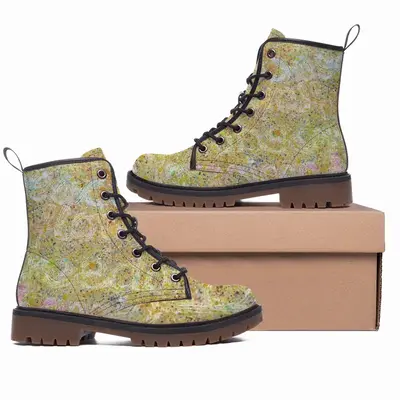 Men Peace Flowers Freedom Happiness Leather Work Boots