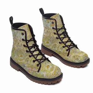 Men Peace Flowers Freedom Happiness Leather Work Boots