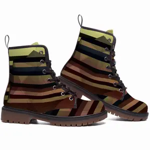 Men Zebra Leather Work Boots