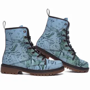 Men Cock And Lilies Of The Valley Leather Work Boots