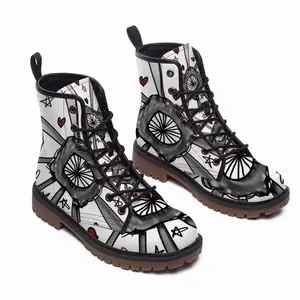 Men Vampire Teeth Leather Work Boots