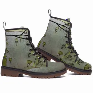 Men Angel Of Flowers - Stained Glass Leather Work Boots