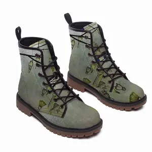 Men Angel Of Flowers - Stained Glass Leather Work Boots