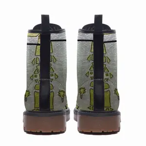 Men Angel Of Flowers - Stained Glass Leather Work Boots