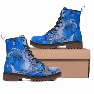 Men Drawing Ink - Blue Diva Leather Work Boots