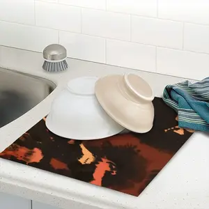 Orange Black Kitchen Drying Pad (Square)